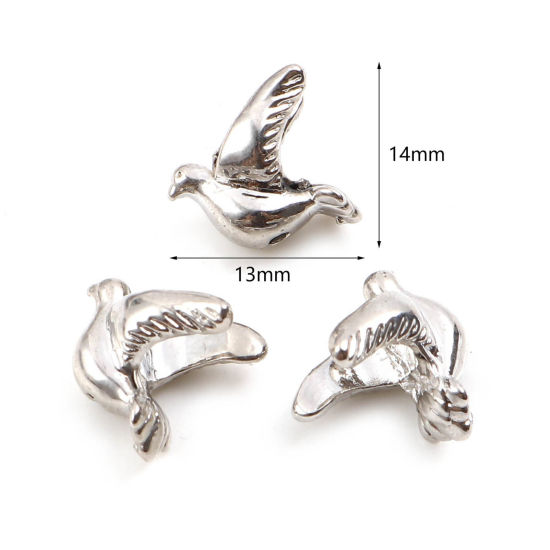 Imagen de Zamak Religión Cuentas Ploma Tono de Plata Aprox 14mm x 13mm, Agujero: Aprox 1.5mm, 10 Unidades