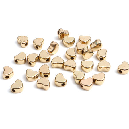 Bild von Zinklegierung Valentinstag Zwischenperlen Spacer Perlen Herz KC Vergoldet ca. 7mm x 6mm, Loch:ca. 1.9mm, 20 Stück