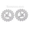 Picture of 304 Stainless Steel Filigree Stamping Embellishments Findings, Round Silver Tone, Hollow Pigeon Carved 50mm(2") x 49mm(1 7/8"), 10 PCs