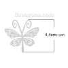 Picture of 304 Stainless Steel Filigree Stamping Embellishments Findings, Butterfly Silver Tone, Hollow Carved 44mm(1 6/8") x 44mm(1 6/8"), 10 PCs