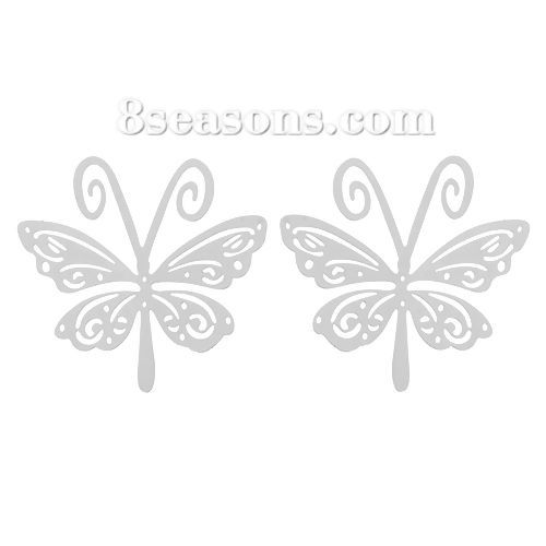 Bild von 304 Edelstahl Filigran Verbinder Verzierung Schmetterling Silberfarben 44mm x 44mm, 10 Stück