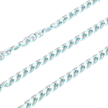 Image de 5 M Chaîne Maille Cheval en Alliage de Fer Laqué Bleu Clair 7x5mm