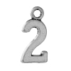 Picture of Zinc Metal Alloy Charms Number " 2 " Antique Silver Color 15mm( 5/8") x 7mm( 2/8"), 50 PCs