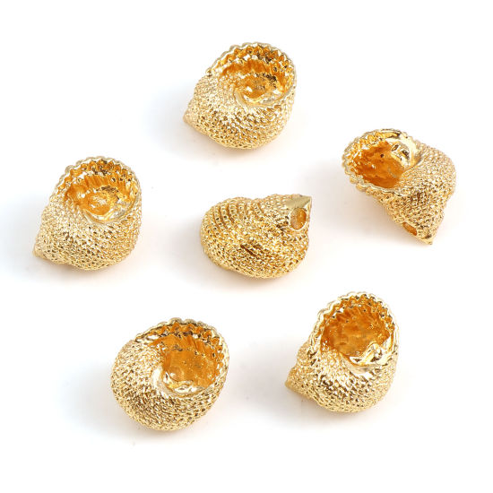 Picture of Brass Charms Conch/ Sea Snail 18K Real Gold Plated 14mm x 11mm, 2 PCs