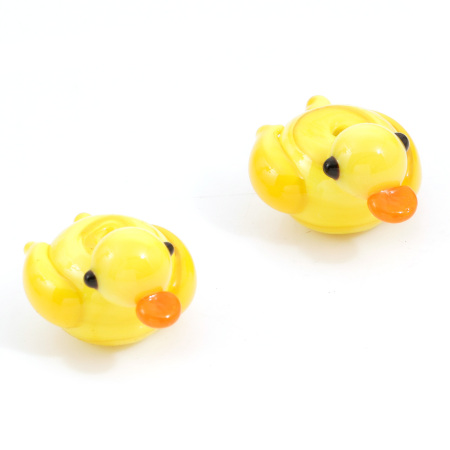 Lampwork Glass Beads Duck Animal Yellow About 21mm x 15mm - 17mm x 16mm, Hole: Approx 2mm, 2 PCs