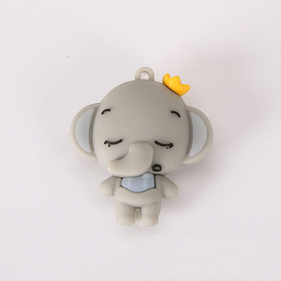 PVC Pendants Elephant Animal Gray 50mm x 45mm, 5 PCs の画像