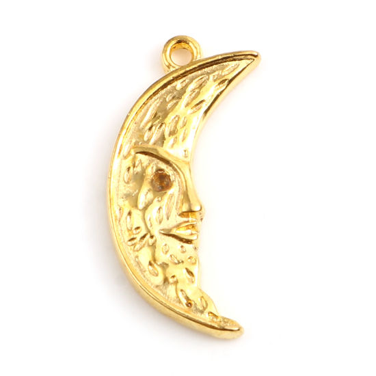 Picture of Zinc Based Alloy Galaxy Charms Half Moon Gold Plated 25mm x 11mm, 20 PCs