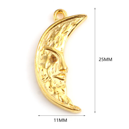 Picture of Zinc Based Alloy Galaxy Charms Half Moon Gold Plated 25mm x 11mm, 20 PCs