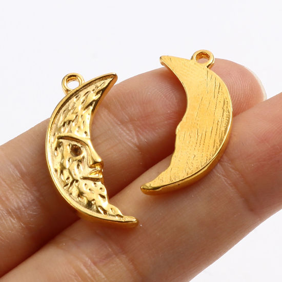Picture of Zinc Based Alloy Galaxy Charms Half Moon Gold Plated 25mm x 11mm, 20 PCs