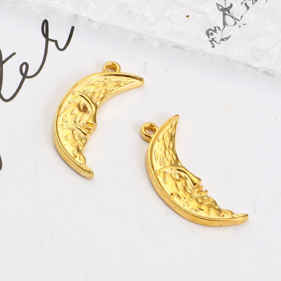 Picture of Zinc Based Alloy Galaxy Charms Half Moon Gold Plated 25mm x 11mm, 20 PCs