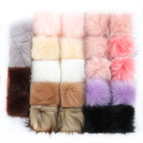 Imagen de Polyester & Acrylic Pom Pom Balls With Rubber Band Multicolor Round 10cm Dia., 1 Packet ( 24PCs/Packet)