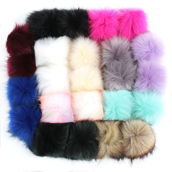 Bild von Polyester & Orlon Pompon Bommel Mit Druckknopf Bunt Rund 10cm Dia., 1 Packung （ 24 Stück/Paket)