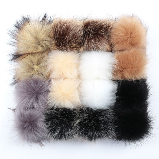 Bild von Polyester & Orlon Pompon Bommel Mit Gummiband Bunt Rund 8cm Dia., 1 Packung （ 16 Stück/Paket)