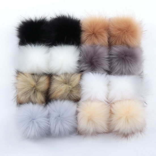 Immagine di Polyester & Acrylic Pom Pom Balls With Rubber Band White Round 10cm Dia., 1 Packet ( 16PCs/Packet)