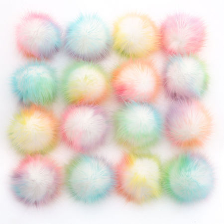 Bild von Polyester & Orlon Pompon Bommel Mit Gummiband Weiß Rund 10cm Dia., 1 Packung （ 16 Stück/Paket)