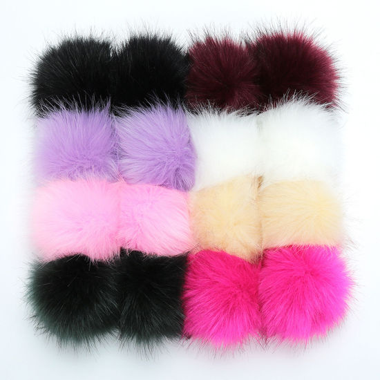 ポリエステル＋オルロン ポンポンボール  スナップボタン付き白 円形 10cm直径、 1 パック ( 16 個 /パック） の画像