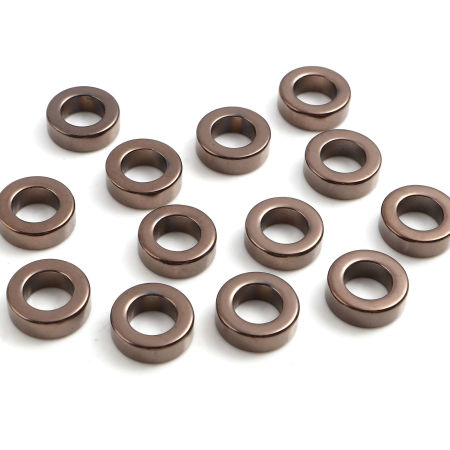 Bild von Hämatit Perlen Ring Kaffeebraun ca. 14mm D., Loch:ca. 8.4mm, 2 Stück