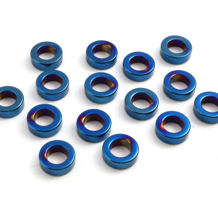 Bild von Hämatit Perlen Ring Dunkelblau ca. 14mm D., Loch:ca. 8.4mm, 2 Stück
