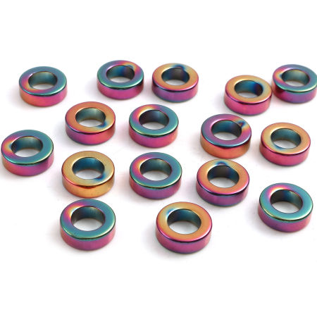 Bild von Hämatit Perlen Ring Bunt ca. 14mm D., Loch:ca. 8.4mm, 2 Stück