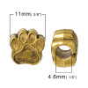 Picture of Zinc Based Alloy European Style Large Hole Charm Beads Bear's paw Gold Tone Antique Gold About 11mm( 3/8") x 11mm( 3/8"), Hole: Approx 4.6mm, 20 PCs