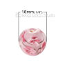 Bild von Muranoglas Perlen Rund Rosa Blumen Muster Transparent ca 16mm D., Loch:ca. 2.3mm-2.6mm, 1 Stück