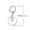 Picture of Iron Based Alloy Keychain & Keyring Swivel Clasp Silver Plated 69mm x 30mm, 10 PCs