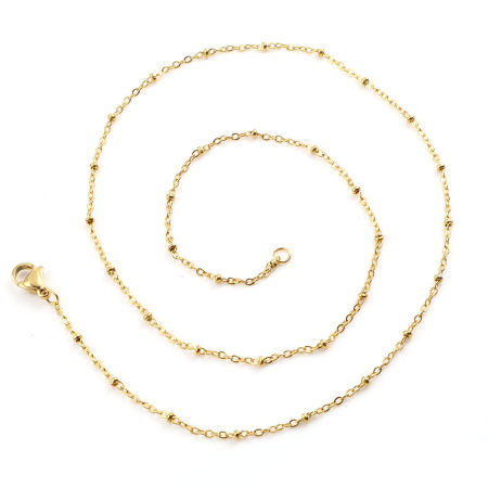 Image de Colliers En Gros Doré en 304 Acier Inoxydable, Chaîne Maille Forçat, Unisexe Placage sous Vide Minimaliste Cadeau Bijoux pour Détaillants 50cm long, Taille de la Chaîne: 1.6mm, 1 Pièce