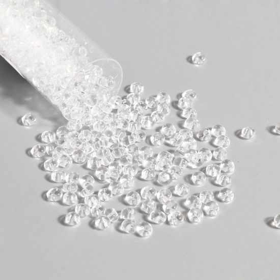 Picture of TOHO 3mm Magatama 1(Transparent) Glass Short Magatama Seed Beads Transparent Clear Oval 4mm x 3.5mm, Hole: Approx 1mm, 1 Bottle