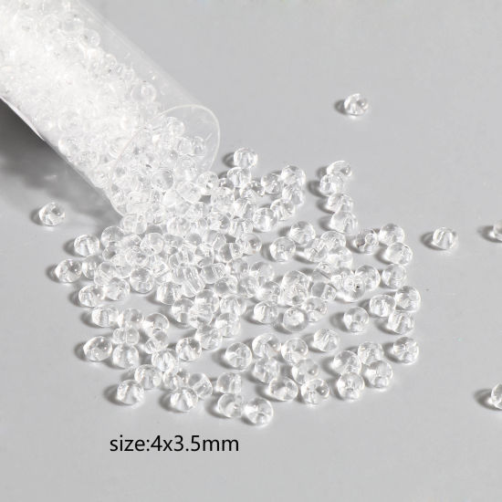 Picture of TOHO 3mm Magatama 1(Transparent) Glass Short Magatama Seed Beads Transparent Clear Oval 4mm x 3.5mm, Hole: Approx 1mm, 1 Bottle