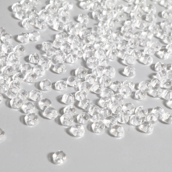 Picture of TOHO 3mm Magatama 1(Transparent) Glass Short Magatama Seed Beads Transparent Clear Oval 4mm x 3.5mm, Hole: Approx 1mm, 1 Bottle