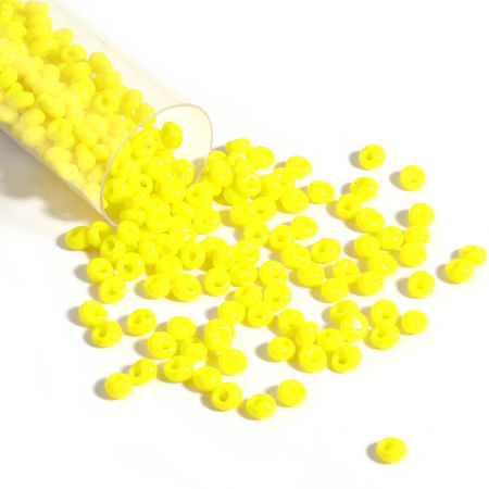 Picture of TOHO 3mm Magatama 42(Opaque) Glass Short Magatama Seed Beads Lemon Yellow Oval 4mm x 3.5mm, Hole: Approx 1mm, 1 Bottle