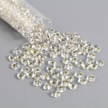 Glas Rocailles Perlen Hell Champagner Oval 5mm x 4.5mm, Loch: 1.5mm, 1 Flasche