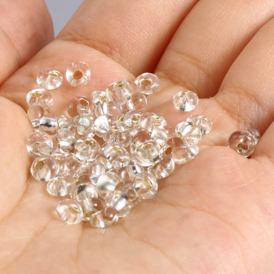 Immagine di Vetro Seme Perline Champagne Pallido Ovale 5mm x 4.5mm, Foro:Circa 1.5mm, 1 Bottiglia