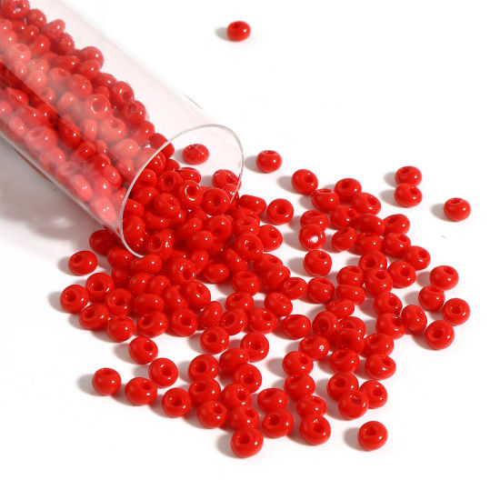 Изображение Стеклянные Семя Бисеры Красный Овальные 5мм x 4.5мм, Отверстие:примерно 1.5мм, 1 Бутылка