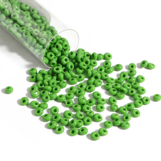 Изображение Стеклянные Семя Бисеры Зеленый Овальные 5мм x 4.5мм, Отверстие:примерно 1.5мм, 1 Бутылка