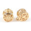 真鍮 チャーム 円形 18K リアルゴールドメッキ 花 16mmx 13mm、 2 個 の画像