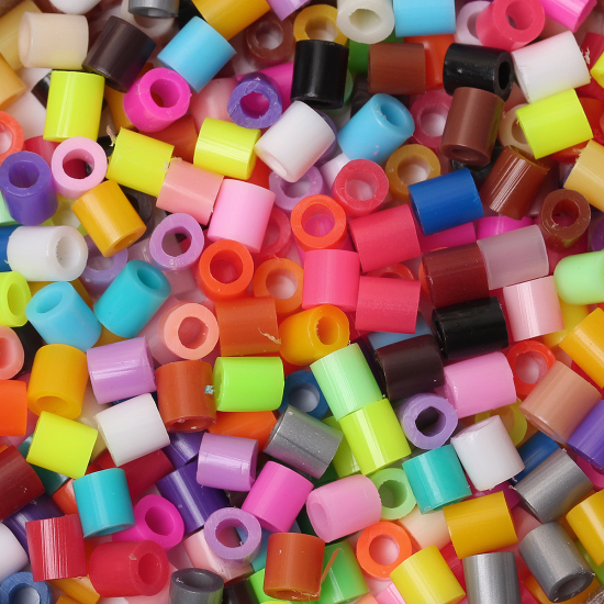 Picture of EVA DIY Fuse Beads For Great Kids Fun, Craft Toy Beads Cylinder At Random Color Mixed 5mm( 2/8") x 5mm( 2/8") , 1000 PCs