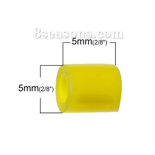 Picture of EVA DIY Fuse Beads For Great Kids Fun, Craft Toy Beads Cylinder Yellow 5mm( 2/8") x 5mm( 2/8") , 1000 PCs