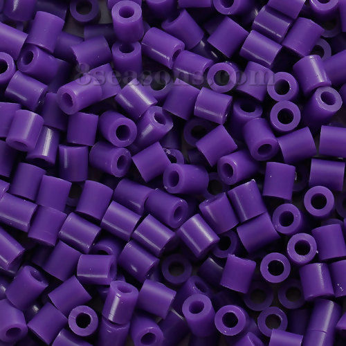 Picture of EVA DIY Fuse Beads For Great Kids Fun, Craft Toy Beads Cylinder Dark Purple 5mm( 2/8") x 5mm( 2/8") , 1000 PCs