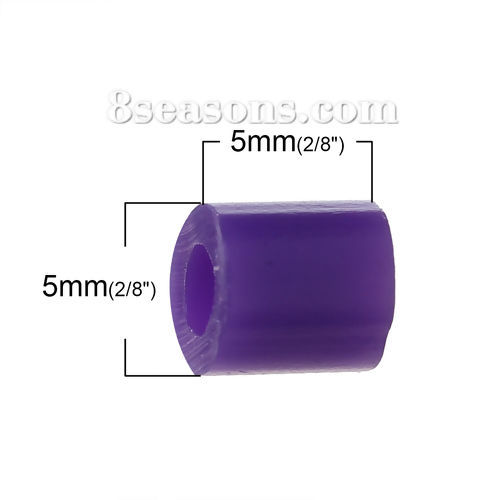 EVA カラフルで楽しい パーラービーズ 手作りおもちゃ 円筒形 深紫色 5mm x 5mm、 1000 個 の画像