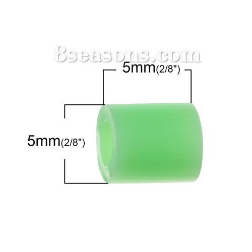 Picture of EVA DIY Fuse Beads For Great Kids Fun, Craft Toy Beads Cylinder Mint Green 5mm( 2/8") x 5mm( 2/8") , 1000 PCs