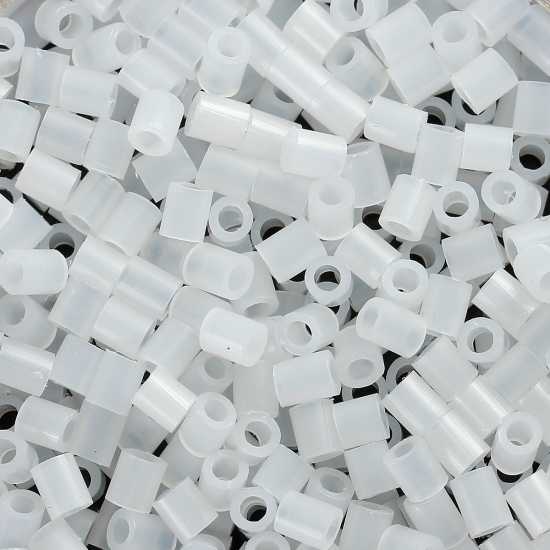 Picture of EVA DIY Fuse Beads For Great Kids Fun, Craft Toy Beads Cylinder White Translucent 5mm( 2/8") x 5mm( 2/8") , 1000 PCs