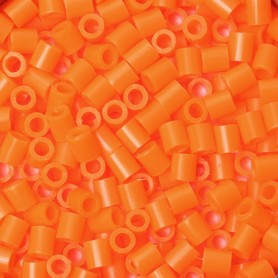 EVA カラフルで楽しい パーラービーズ 手作りおもちゃ 円筒形 オレンジピンク 5mm x 5mm、 1000 個 の画像