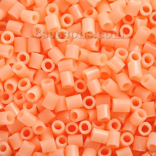Picture of EVA DIY Fuse Beads For Great Kids Fun, Craft Toy Beads Cylinder Light Orange 5mm( 2/8") x 5mm( 2/8") , 1000 PCs
