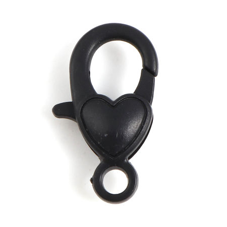 Bild von ABS Plastik Karabinerverschluss Herz Schwarz 22mm x 13mm, 30 Stück