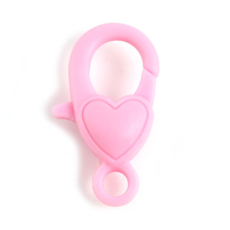 Bild von ABS Plastik Karabinerverschluss Herz Hellrosa 22mm x 13mm, 30 Stück