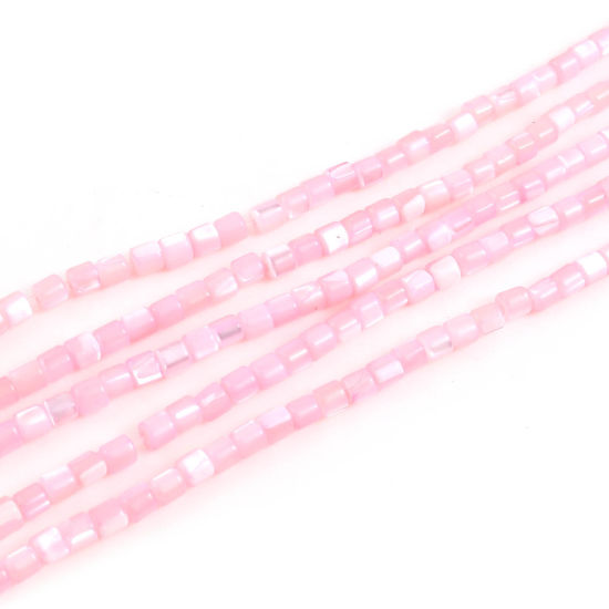Image de Perles en Coquille Colonne Rose à Strass Coloré 4mm x 3.5mm-3.5mm x 3.5mm, Taille de Trou: 1mm, 40.5cm - 40cm long, 1 Enfilade （Env. 112 Pcs/Enfilade)
