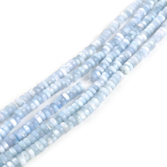 Image de Perles en Coquille Rond Bleu Gris à Strass Coloré 5mm Dia, Taille de Trou: 1mm, 40.5cm - 40cm long, 1 Enfilade （Env. 175 Pcs/Enfilade)