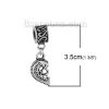 Picture of Zinc Metal Alloy European Style Large Hole Charm Dangle Beads Half Broken Heart Antique Silver Color Message " Grandmother " Carved Hollow 35mm x 11mm, 2 PCs