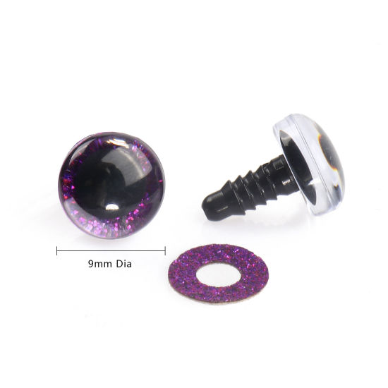 Изображение ABS Пластик Аксессуары для поделок ручной работы Фиолетовый Глаза Блестки 9мм диаметр, 20 Комплектов